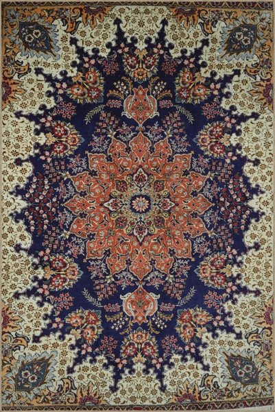 Rugs Modern Halı Beige Navy Blue Themed Multicolor Traditional Motif Floral P...