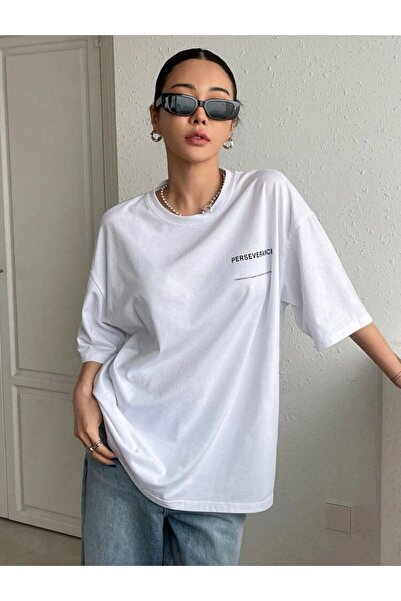 AFROGİYİM Γυναικείο μπλουζάκι με στάμπα Perseveranca Oversize
