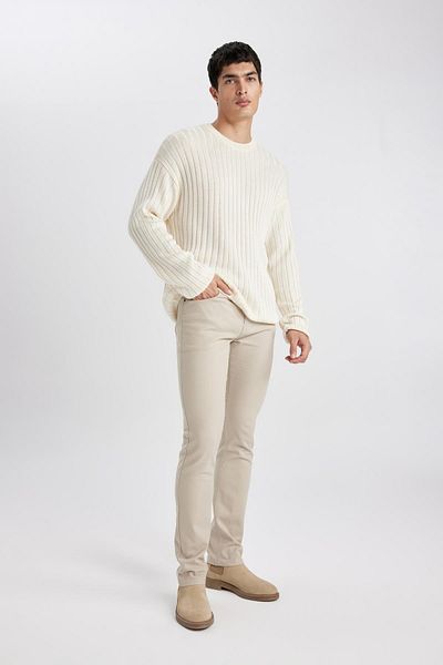 DeFacto Chino Canvas Παντελόνι Slim Fit Slim Εφαρμογή Τσέπες ίσιο πόδι C2401ax24sp