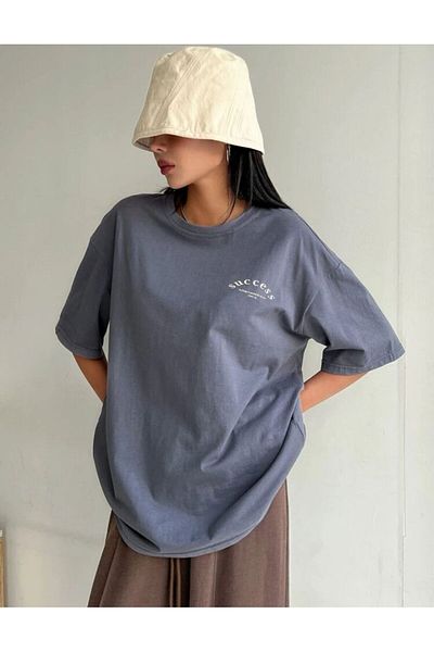 AFROGİYİM Succes Cozy γυναικείο μπλουζάκι Oversize - Μπροστινό και πίσω εμπριμέ