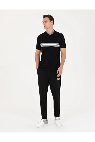 Pierre Cardin Μπλουζάκι Polo Neck Μαύρο Slim Fit