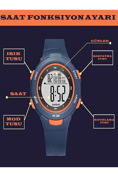 captiva 30 Mt Waterproof Youth Wristwatch - Large Case with Light, Alarm, Stopwatch and Calendar
