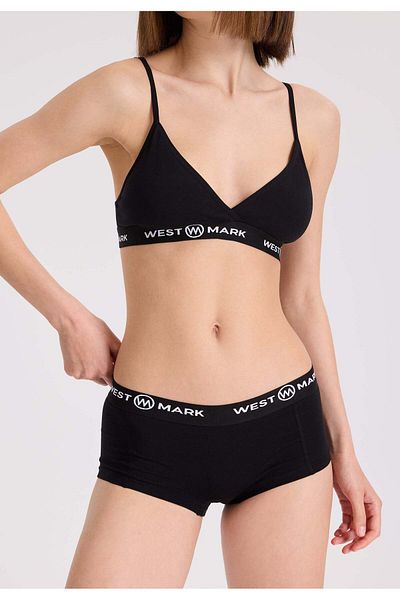 WESTMARK LONDON LILY Set de 4 chiloți negri din bumbac, elastan, hipster pentru femei