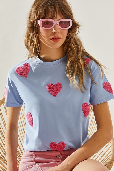 Bianco Lucci Süzene Heart Κεντημένο Γυναικείο T-Shirt Basic -60251208