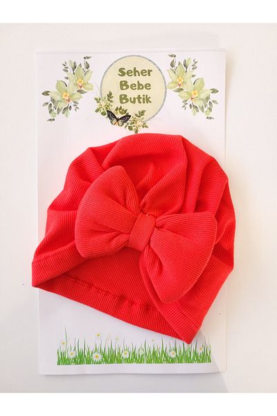 SeherBebeButik Baby Girl and Child Bonnet with Colorful Bow - Soft and Flexible
