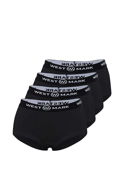 WESTMARK LONDON LILY Set de 4 chiloți negri din bumbac, elastan, hipster pentru femei