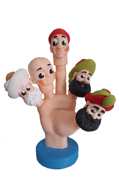 Uçaneller Kuklaevi Traditional Figures Finger Puppet Set with Hand Stand