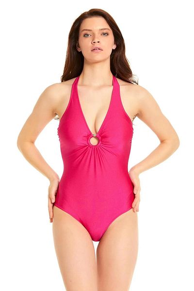 Argento 0537-1117 Halter Neck Swimsuit with V-neck Accessories