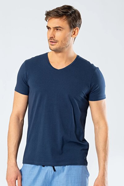 Cacharel Ανδρικό κοντομάνικο μπλουζάκι με λαιμόκοψη V - 95% βαμβάκι, 5% ελαστάνη