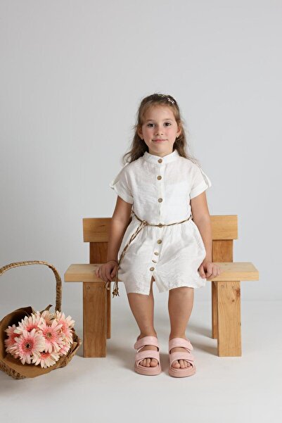 kids A more Vegan Leather Girl's Sandals - Double Velcro, Powder