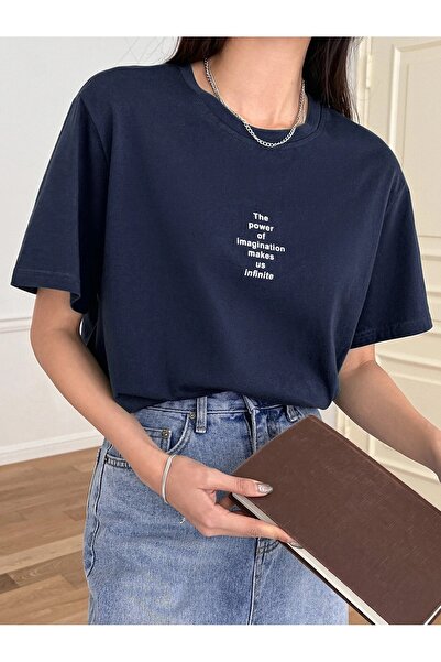 over head oh Mornarsko plava Oversize kroj T-shirt - Snaga Štampano