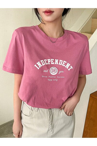 over head oh Ροζ ανεξάρτητο εμπριμέ γυναικείο μπλουζάκι Oversize