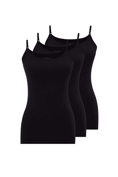 WESTMARK LONDON 3-Piece Black Cotton Women's Ribbed Tank Top - EVA SINGLET with Rope Strap