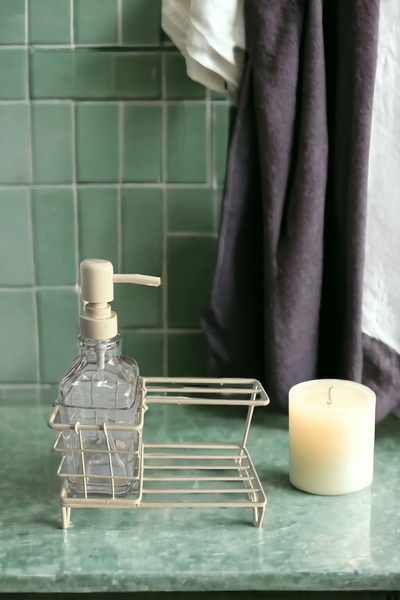 NEWNOW طبق صابون زجاجي كريستالي بلون القهوة - مع ملصق Despanser