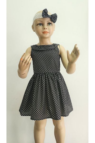 minikiss Buline cu model - Rochie pentru fetiță cu detaliu de volan pe spate, guler bandană