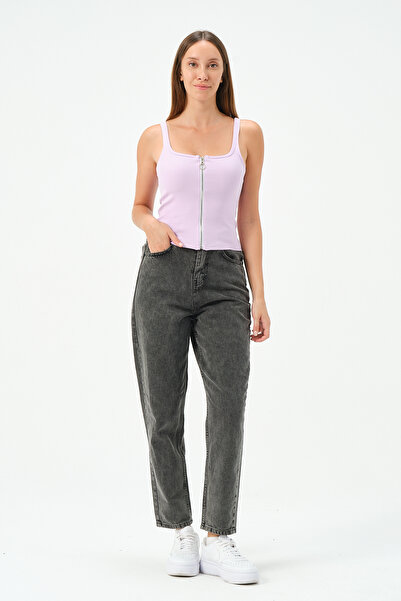 PUNKY CAT Women's U-neck Zippered Blouse - Sleeveless