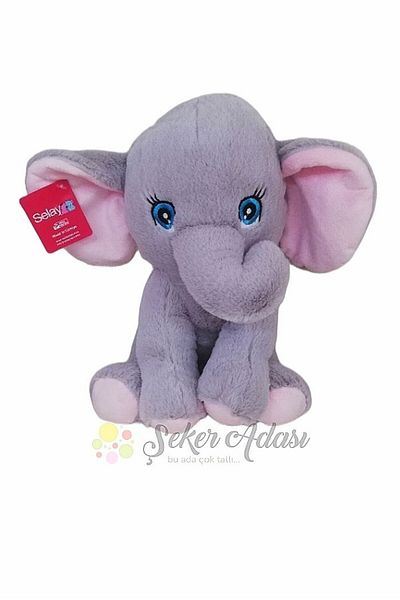 Şeker Adası 30 Cm Cute Plush Elephant with Pink Ears