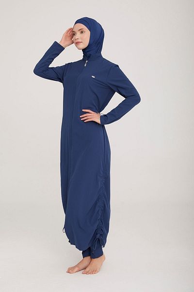 ZF BUTİK Wınta 4065 Light Navy - Costum de baie cu hijab acoperit pe toată lungimea