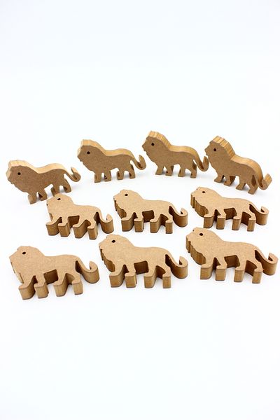 na neşeli ahşap 10 Pieces 10 cm Can Stand Upright Lion Figure - Preschool Educational Activity