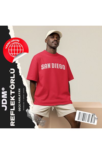 JDM San Diego Printed Premium Oversize Reflective T-Shirt