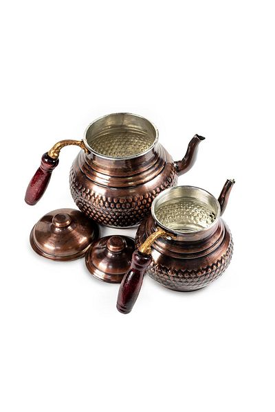ANTEPSEPETİ Copper Antique Wicker Model Teapot 4