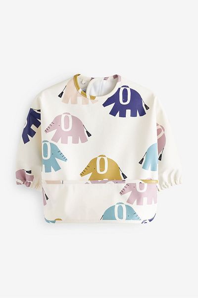 Next Baby White Elephant Patterned Baby Bib