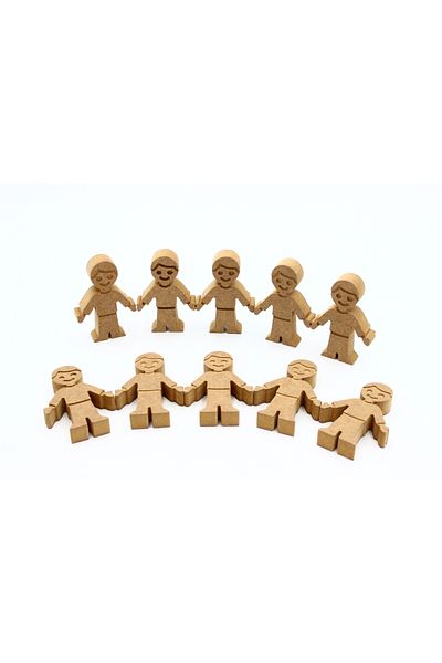 na neşeli ahşap 10 Pieces of 10 cm Men's Figures - Can Stand Upright Design, Preschool Training Activity