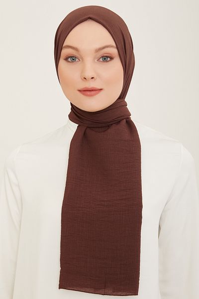 FRESCO SCARFS Woody Armine Trend Βαμβακερό Απλό Σάλι Γυναικείο Hijab - ΚΑΦΕ
