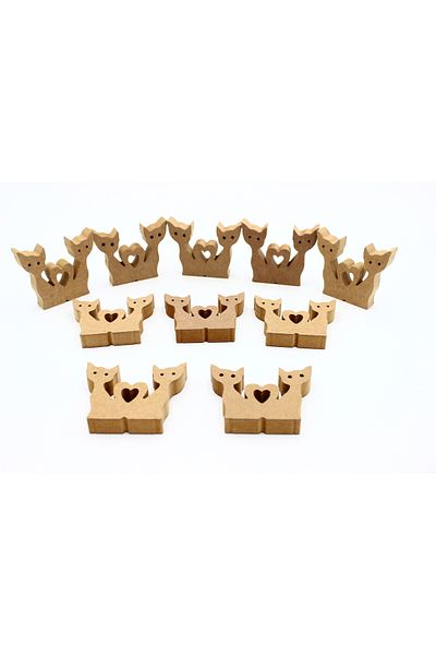 na neşeli ahşap 10 Pieces 10 cm Upright Twin Cat Figure - Preschool Educational Activity
