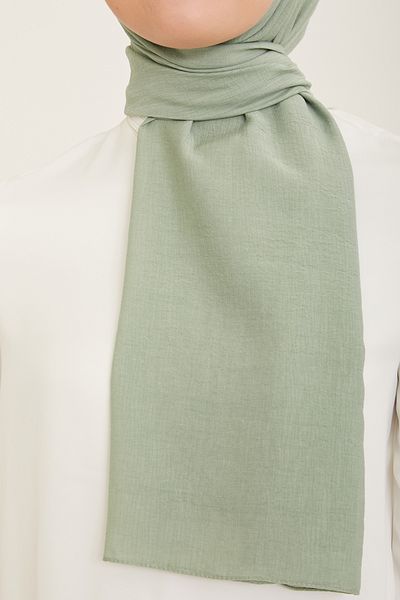 FRESCO SCARFS Woody Armine Trend - Απλό βαμβακερό γυναικείο Hijab Hijab, ΠΡΑΣΙΝΟ ΜΟΥΧΑ