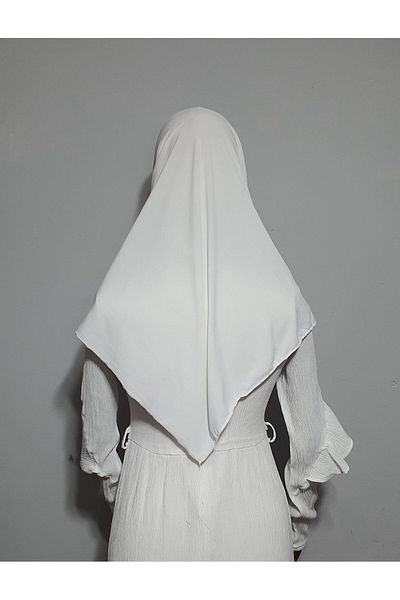 AHRAR tesettür Practical Chest Children's White Souffle Khimar