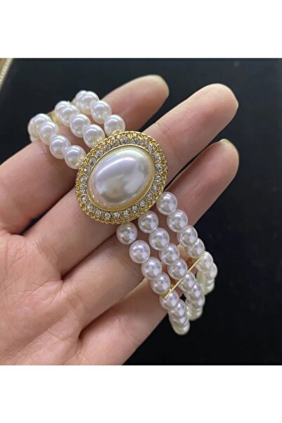 Boox99 Vintage İnci Gold Bileklik