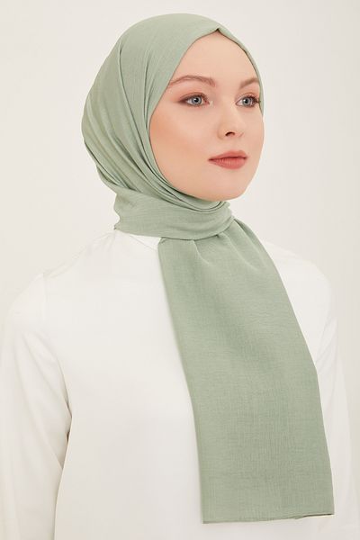 FRESCO SCARFS Woody Armine Trend - Απλό βαμβακερό γυναικείο Hijab Hijab, ΠΡΑΣΙΝΟ ΜΟΥΧΑ