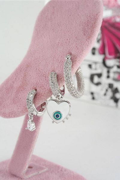 By Zeyna Aksesuar Vip Series Anti-Allergic Women's Earrings Set of 3 - YSX0012