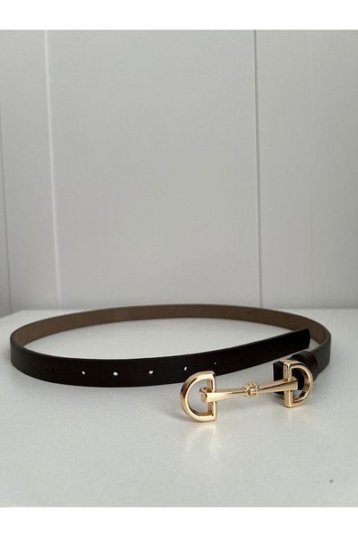 Eksibir Dark Brown Thin Mas Buckle Belt