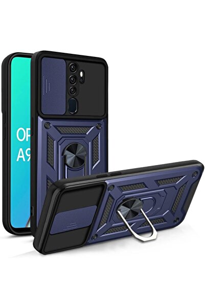 Rivor Oppo A5 2020&A9 2020 Kılıf Kamera Sürgülü Standlı Yüzüklü Darbe Emici Z...