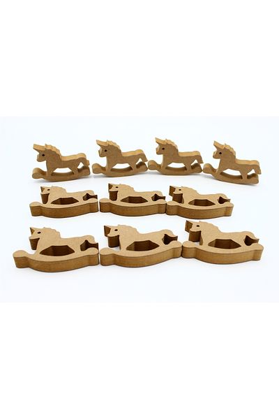 na neşeli ahşap 10 Pieces of Unicorn Figure - 10 Cm, Can Stand Upright, Preschool Educational Activity