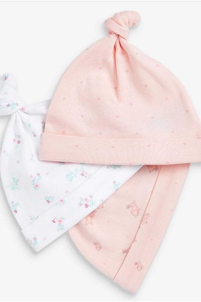 Next Baby 100% Cotton Faded Pink Floral Newborn Baby Hat