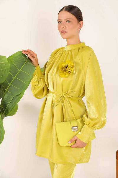 Melike Tatar Oil Green Rose Brooch Set 32-6140