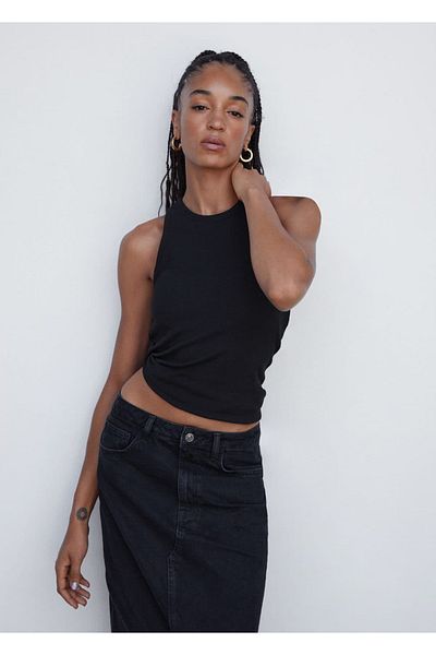 MANGO Woman Low-cut Halter Blouse