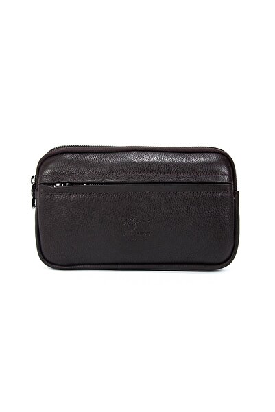 KANGAROO KINGDOM Erkek Portföy & Clutch El Çantası Hakiki Dana Deri Koyu Kahverengi 1530-k