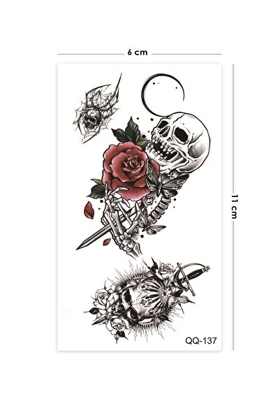 BP Tattoo Descent Kuru Kafa ve Örümcek Geçici Dövme Mini Tattoo