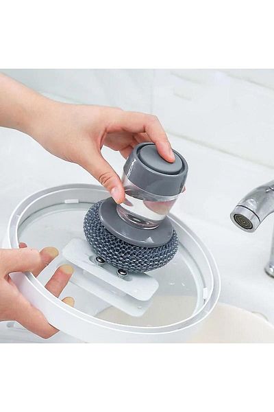 KANTR HOME Steel Wire Ball Pot Brush Artifact Short Handle Cleaning Brush Kitchen Dishwashing Brush