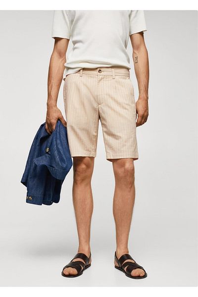 MANGO Man Diplomatic striped seersucker bermuda shorts