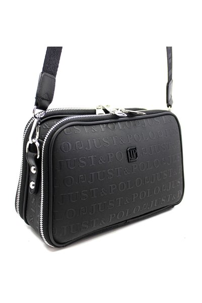 Just Polo Women's Black 5 Compartment Shoulder and Crossbody Bag