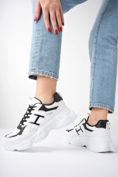 pasyone Λευκά γυναικεία αθλητικά παπούτσια με ψηλή σόλα