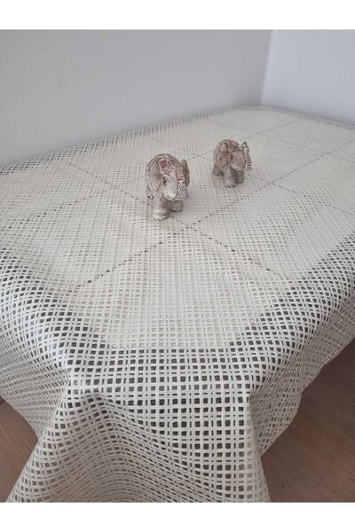 CLK Home مفرش طاولة من القماش الزيتي الفاخر بنمط القش الكريمي PVC المطلي الشفاف