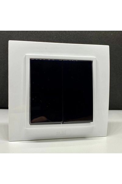 ELBİ Zena Commutator Double Switch Frame White Black Color