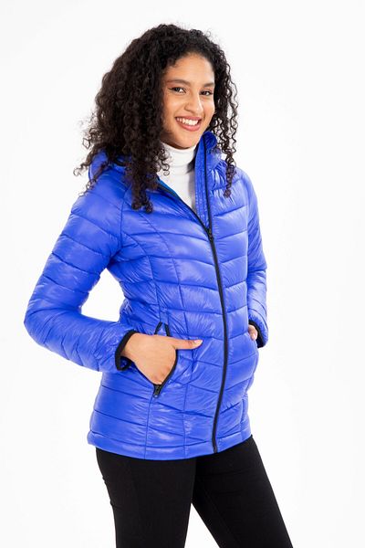 G-FOX Women's Short Fixed Hooded Padded Seasonal Sports Puffer Jacket 8722
