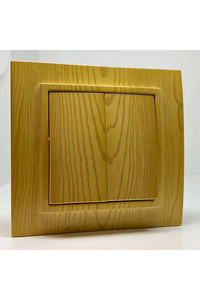 ELBİ Zena Commutator Double Switch Framed Maple Color